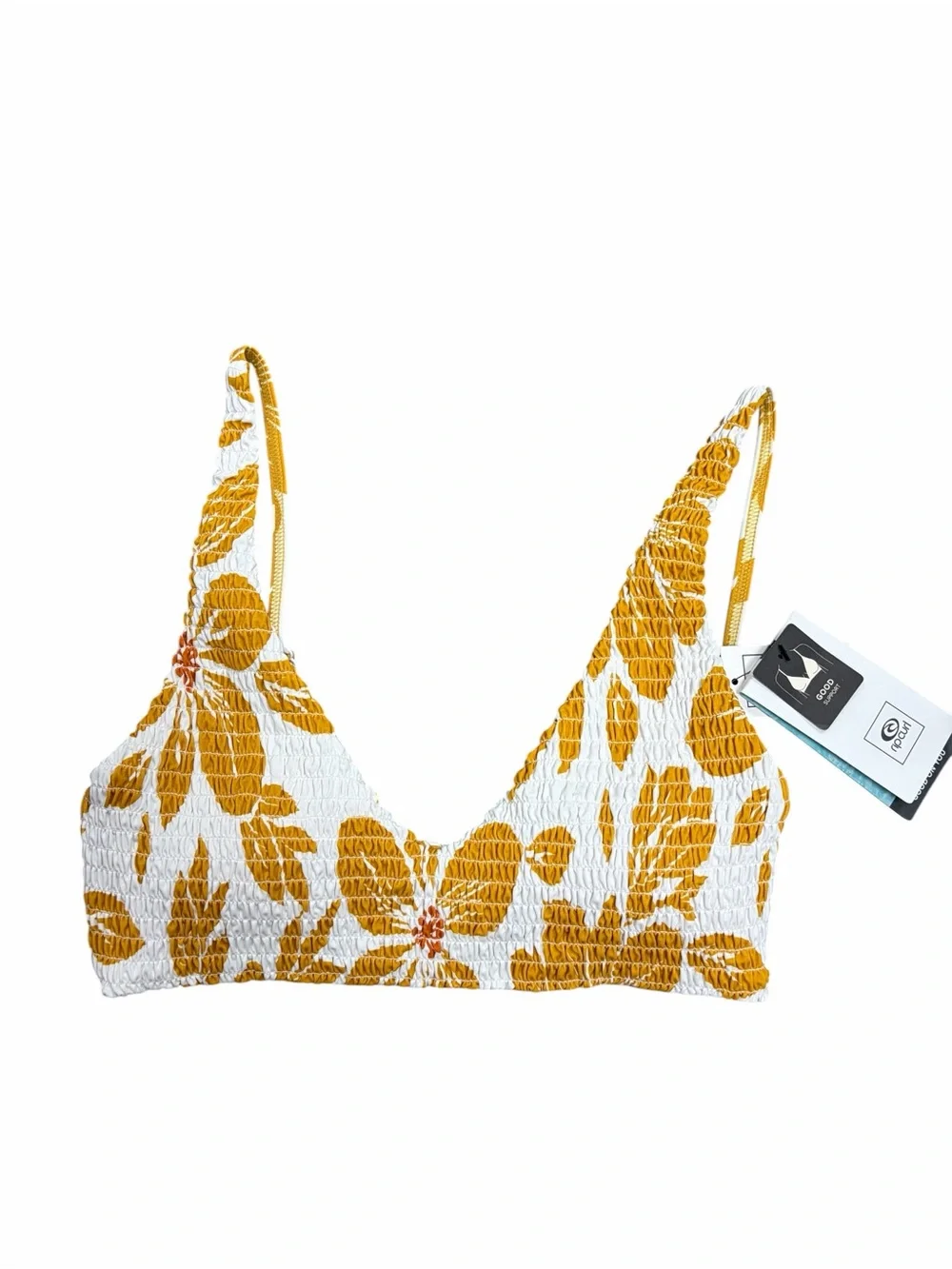 Rip Curl Yellow‎ Floral Scoop Bikini Top